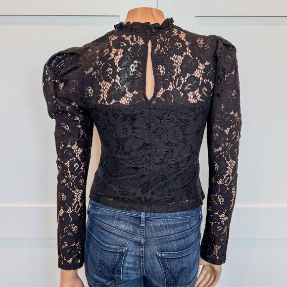 NWT- Skylar High Neck Black Lace Knit Gothic Blouse, Side Zipper, Women’s Small - Picture 9 of 10